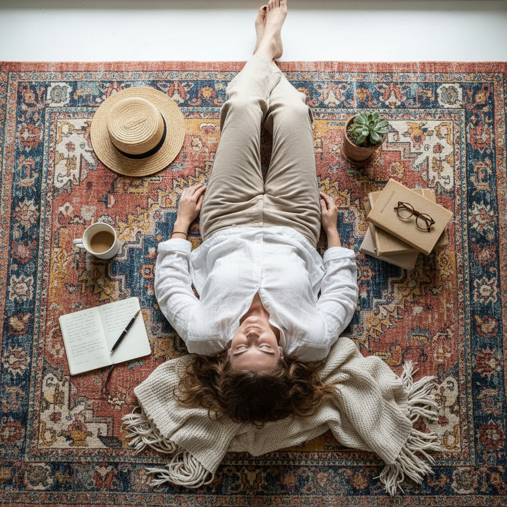 AI Generation Prompt: Overhead flat lay photo of person's hands planning their Bible reading year. On wooden desk: open journal with calendar grid for 365 days being filled in, colorful highlighters, Bible with ribbon bookmarks, coffee mug, small potted succulent, reading plan printout. Warm natural lighting from window, cozy planning atmosphere, photorealistic, inviting organizational scene, 8k quality