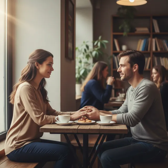 Two people in conversation showing reconciliation and forgiveness