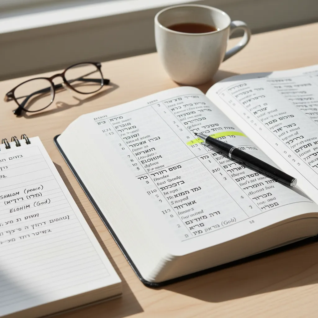 Open interlinear Hebrew-English Old Testament Bible showing Hebrew text with English translation underneath each word